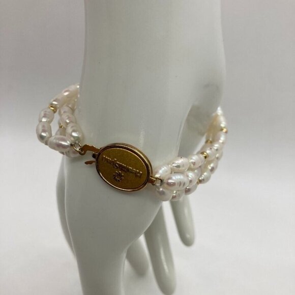 Vintage Jostens 3 Strand Freshwater Pearl Bracelet Employee Service HealthSpan - Picture 3 of 10